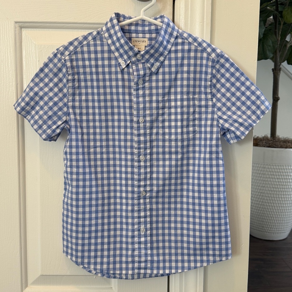 J. Crew Factory Boys Blue Gingham Shirt